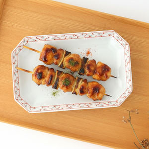 Octagonal Plate Red Arabesque | Hasami Ware