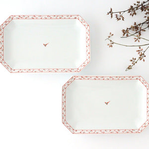 Octagonal Plate Red Arabesque | Hasami Ware