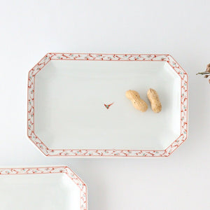 Octagonal Plate Red Arabesque | Hasami Ware