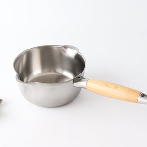 aikata/Yoshikawa Double-Spouted Stainless Steel Milk Pan 16cm