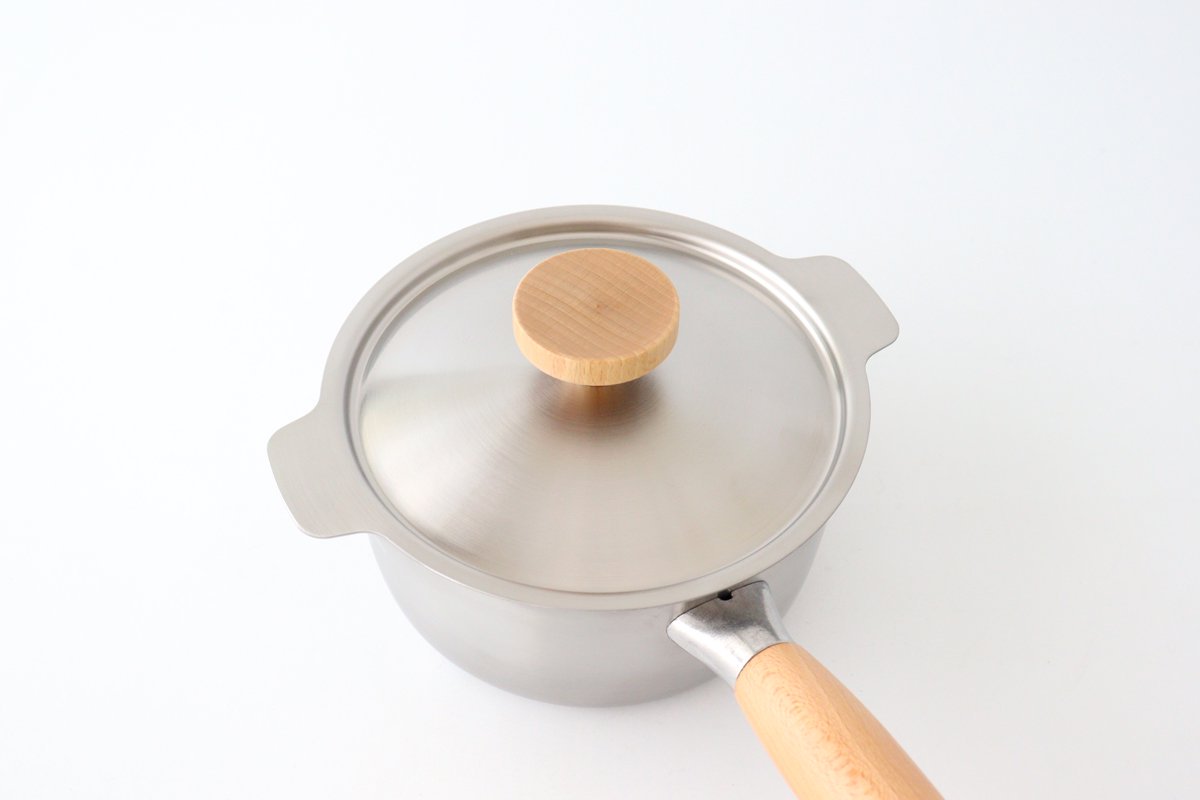 aikata/Yoshikawa Double-Spouted Stainless Steel Milk Pan 16cm