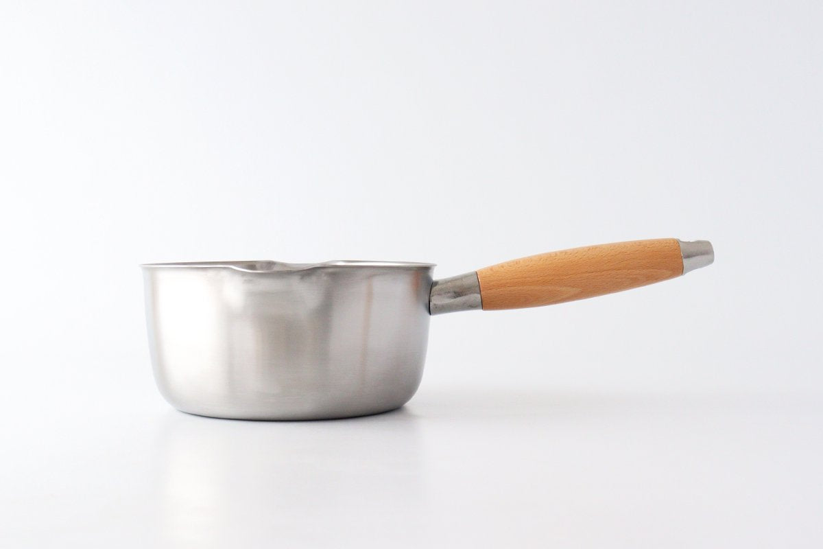 aikata/Yoshikawa Double-Spouted Stainless Steel Milk Pan 16cm