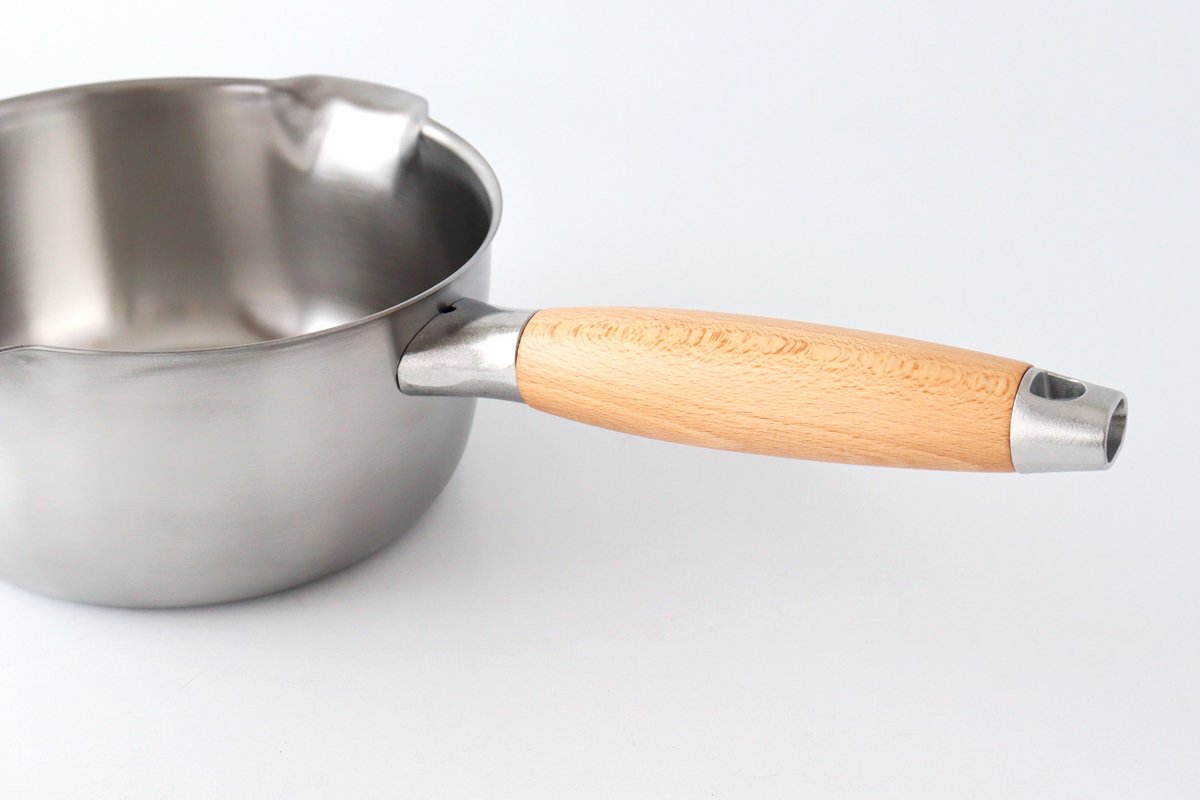 aikata/Yoshikawa Double-Spouted Stainless Steel Milk Pan 16cm