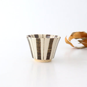 Soba Choko Tokusa Brown Stripes | Free Cup Mino Ware