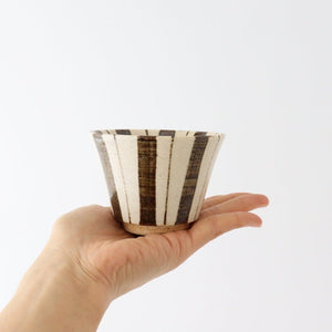 Soba Choko Tokusa Brown Stripes | Free Cup Mino Ware