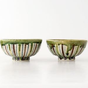 Rice Bowl Tokusa Oribe and Brown | Mino Ware