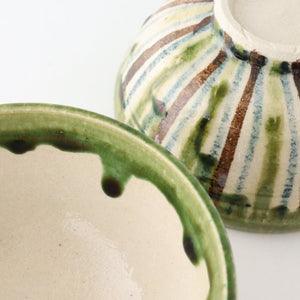 Rice Bowl Tokusa Oribe and Brown | Mino Ware