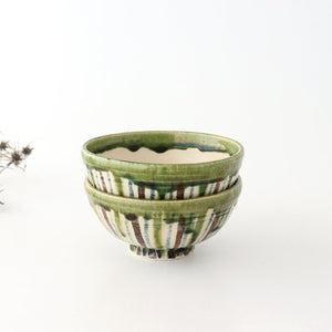 Rice Bowl Tokusa Oribe and Brown | Mino Ware