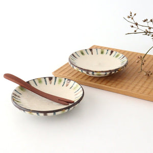 Small Plate Oribe and Brown Tokusa 10.5㎝/4in | Seto Ware