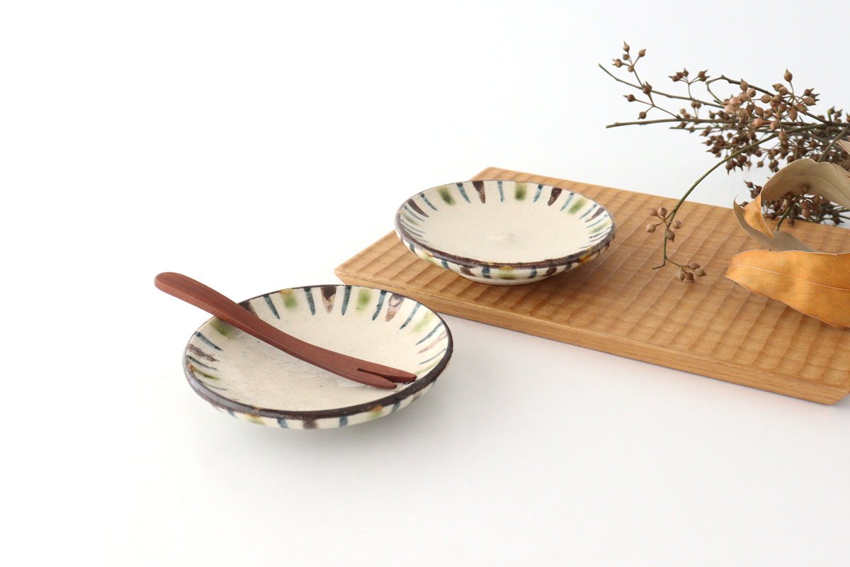 Small Plate Oribe and Brown Tokusa 10.5㎝/4in | Seto Ware