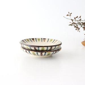 Small Plate Oribe and Brown Tokusa 10.5㎝/4in | Seto Ware