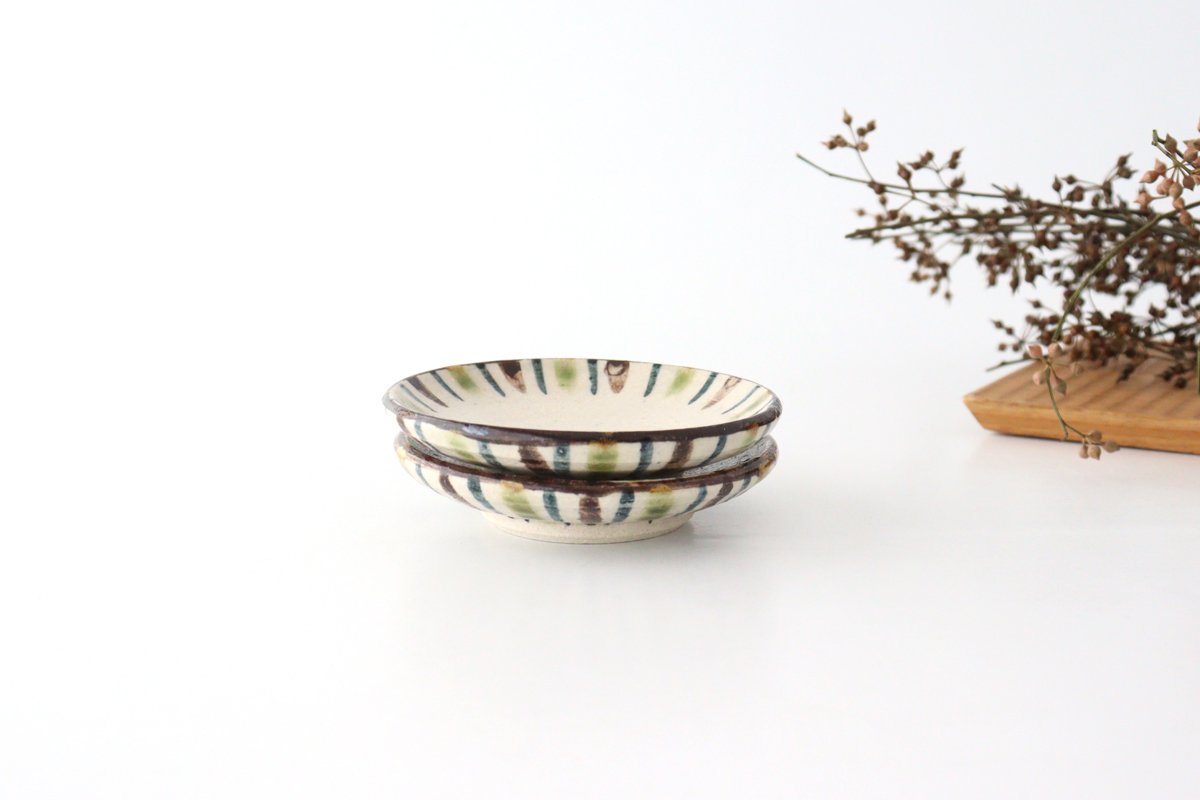 Small Plate Oribe and Brown Tokusa 10.5㎝/4in | Seto Ware