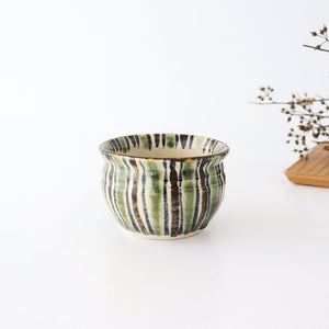 Small Bowl Oribe and Brown Stripes Tokusa | Kobachi Seto Ware