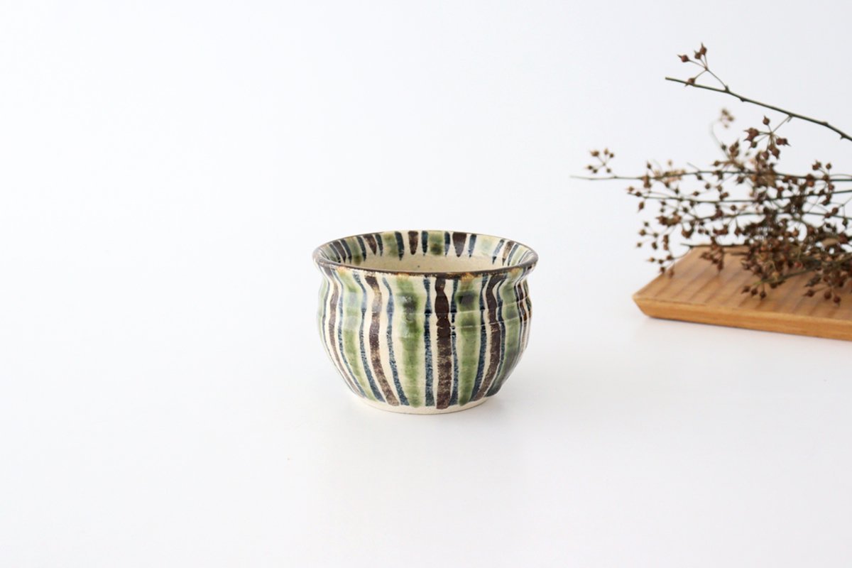 Small Bowl Oribe and Brown Stripes Tokusa | Kobachi Seto Ware