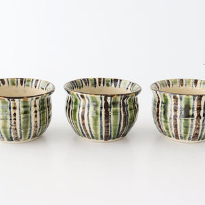 Small Bowl Oribe and Brown Stripes Tokusa | Kobachi Seto Ware