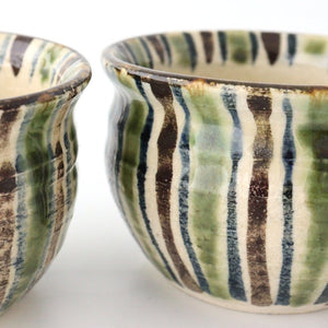 Small Bowl Oribe and Brown Stripes Tokusa | Kobachi Seto Ware