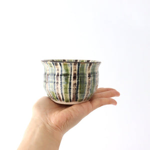 Small Bowl Oribe and Brown Stripes Tokusa | Kobachi Seto Ware