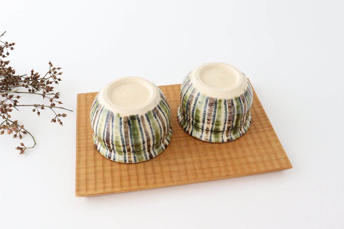 Small Bowl Oribe and Brown Stripes Tokusa | Kobachi Seto Ware