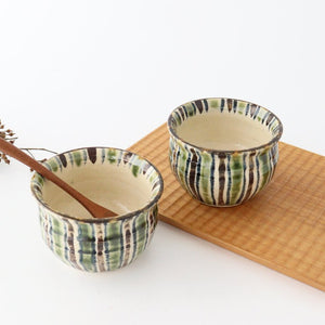 Small Bowl Oribe and Brown Stripes Tokusa | Kobachi Seto Ware