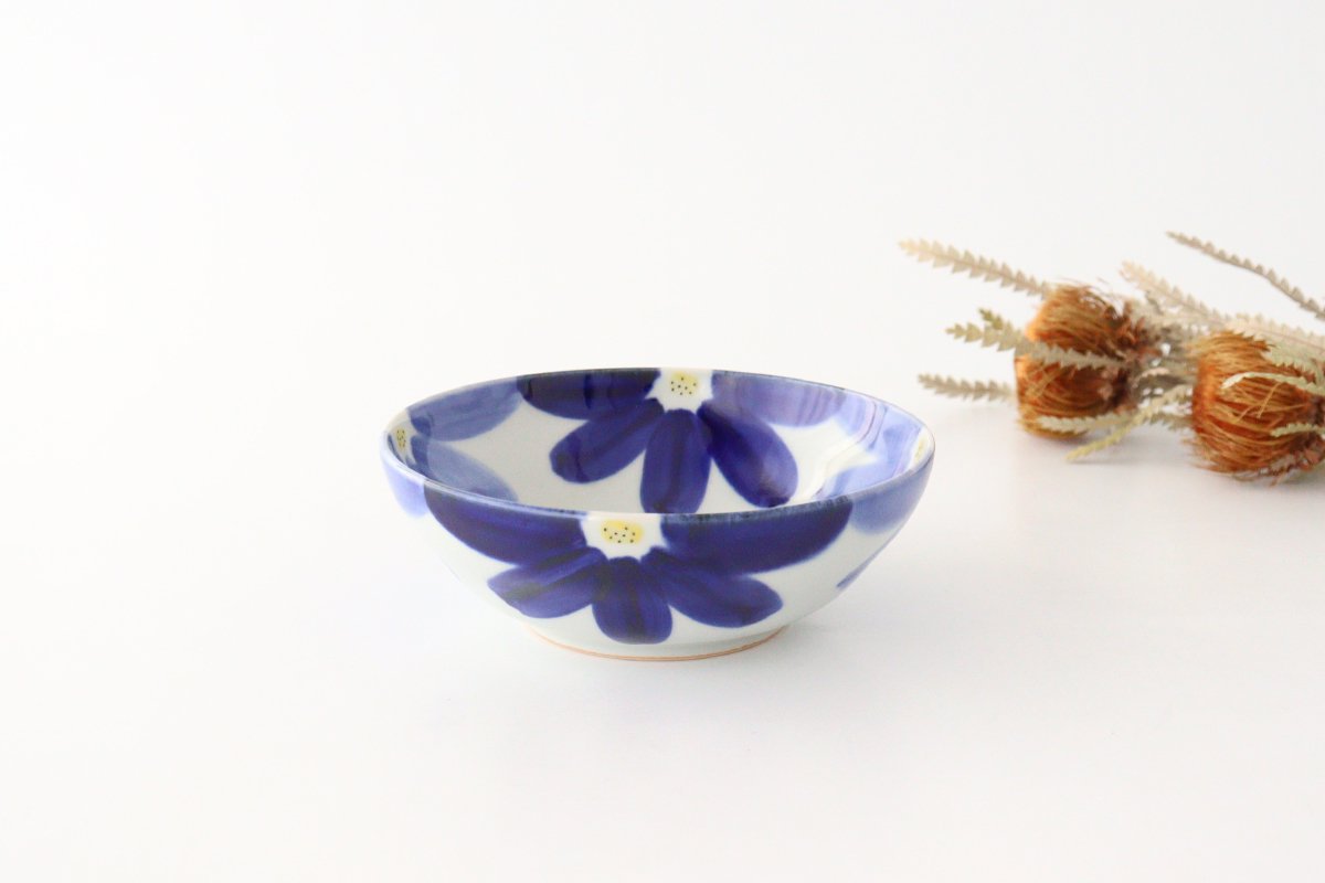 Round Bow Blue Flowers| Serving Bowl Hasami Ware