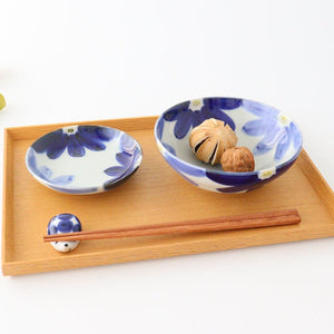 Round Bow Blue Flowers| Serving Bowl Hasami Ware