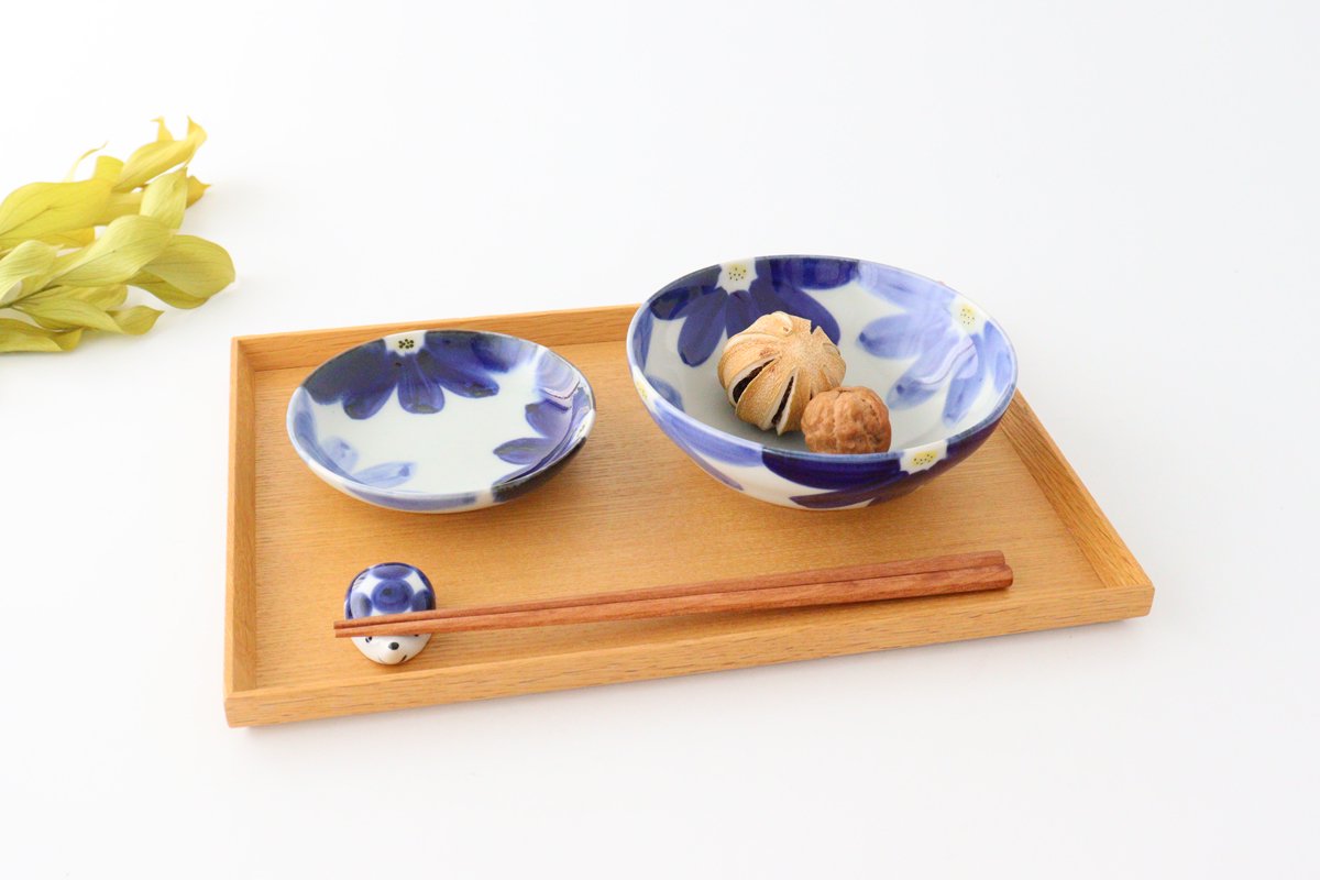 Round Bow Blue Flowers| Serving Bowl Hasami Ware