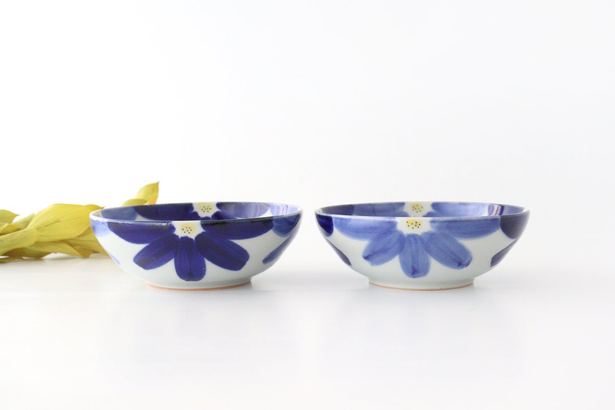 Round Bow Blue Flowers| Serving Bowl Hasami Ware