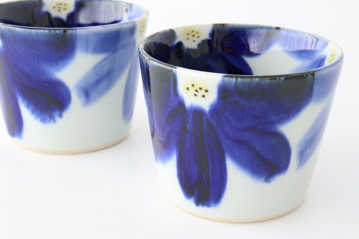 Soba Choko Blue Flowers | Free Cup Hasami Ware