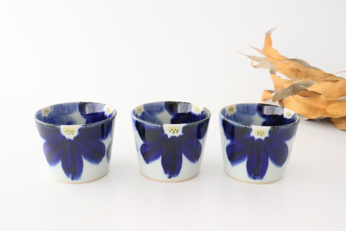 Soba Choko Blue Flowers | Free Cup Hasami Ware