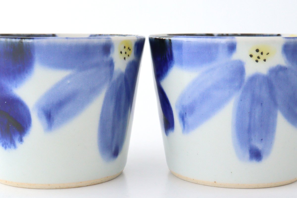 Soba Choko Blue Flowers | Free Cup Hasami Ware