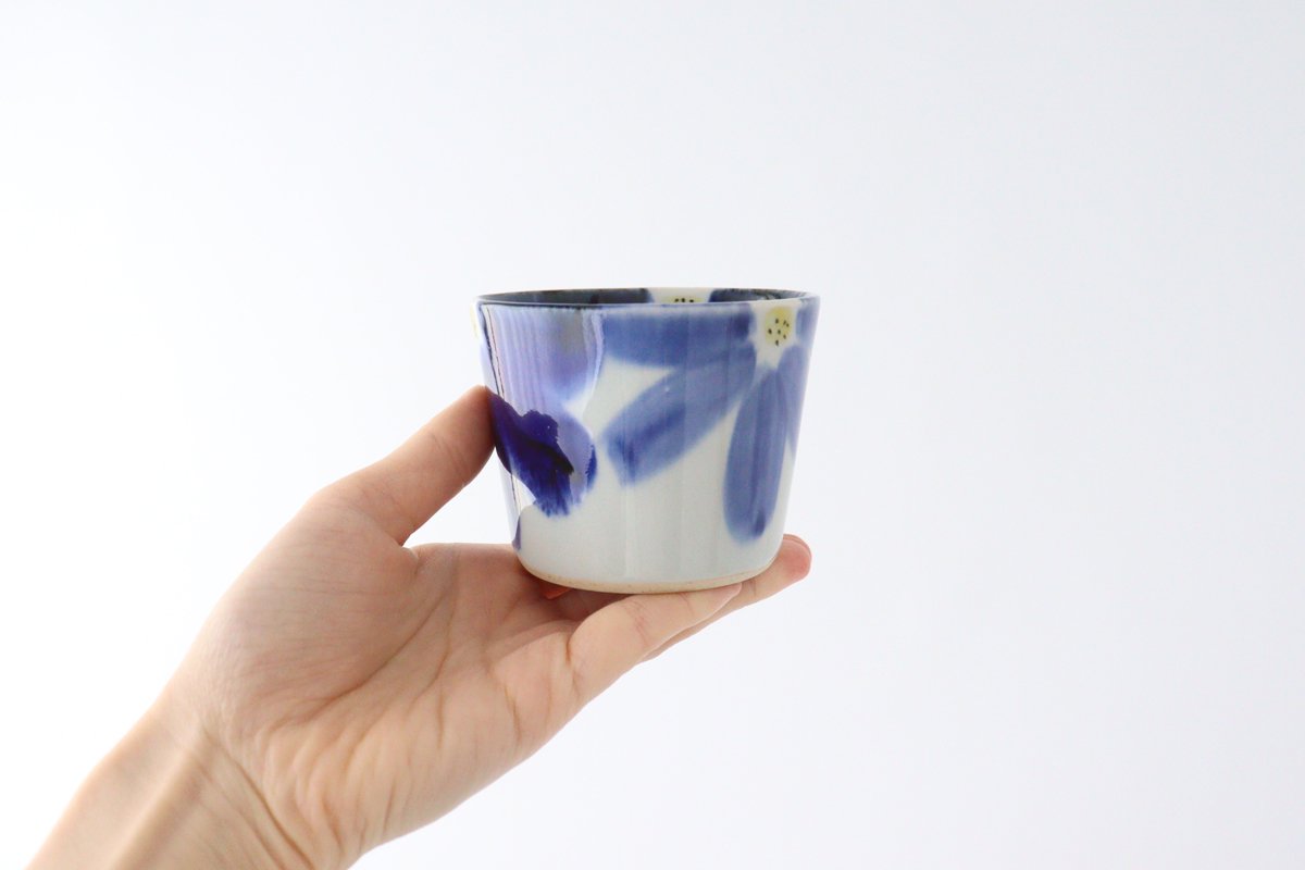 Soba Choko Blue Flowers | Free Cup Hasami Ware