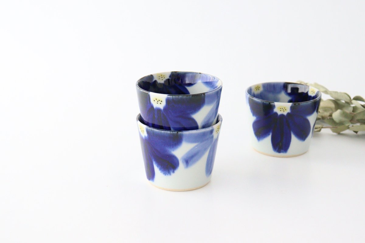 Soba Choko Blue Flowers | Free Cup Hasami Ware