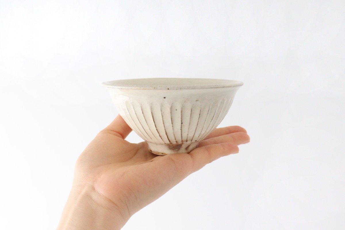 Furutani Seitosho Rice Bowl Line Carving S | Shigaraki Ware