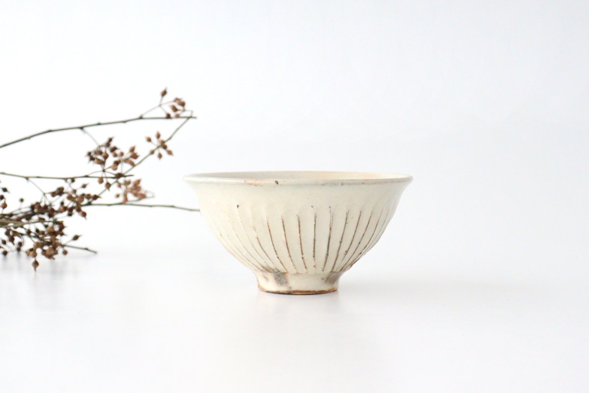 Furutani Seitosho Rice Bowl Line Carving S | Shigaraki Ware