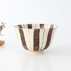 Rice Bowl Brown Stripes Tokusa 15cm/6in | Mino Ware