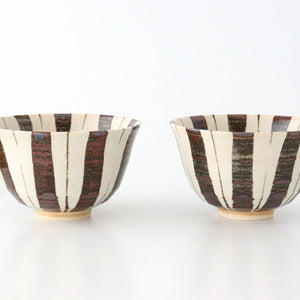 Rice Bowl Brown Stripes Tokusa 15cm/6in | Mino Ware