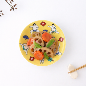 Seikou Kiln Lucky Small Plate Sumo｜Kutani Ware