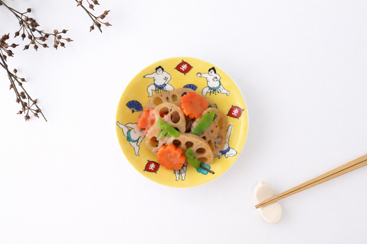 Seikou Kiln Lucky Small Plate Sumo｜Kutani Ware