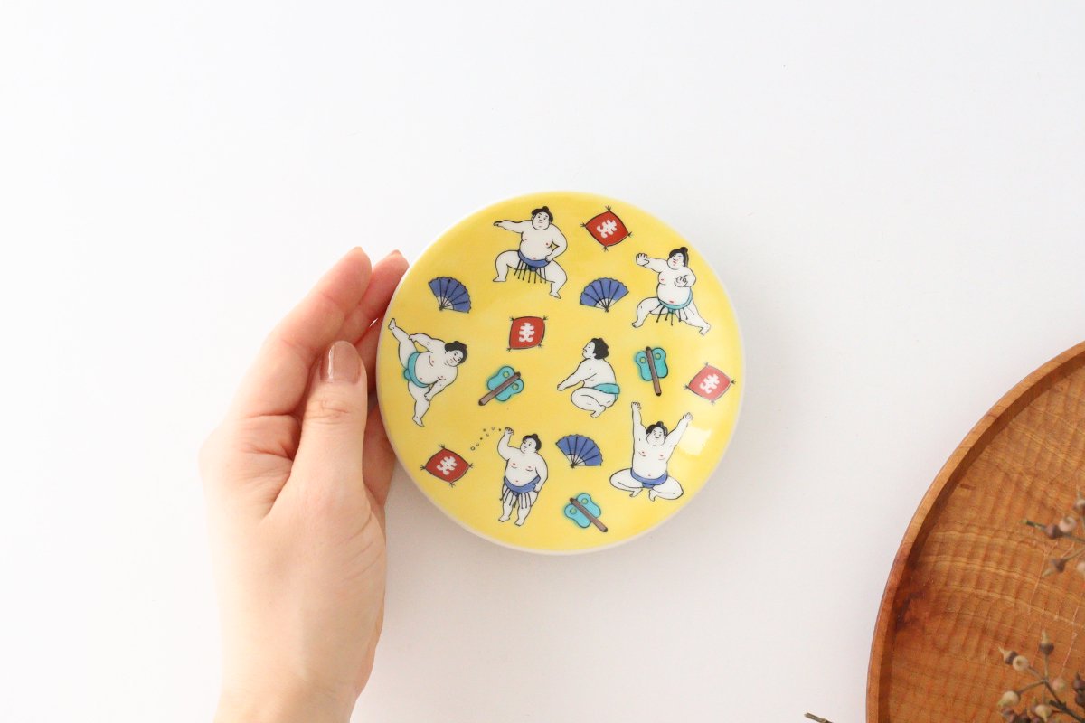 Seikou Kiln Lucky Small Plate Sumo｜Kutani Ware