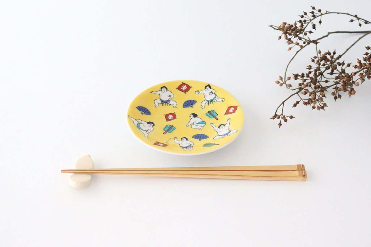 Seikou Kiln Lucky Small Plate Sumo｜Kutani Ware