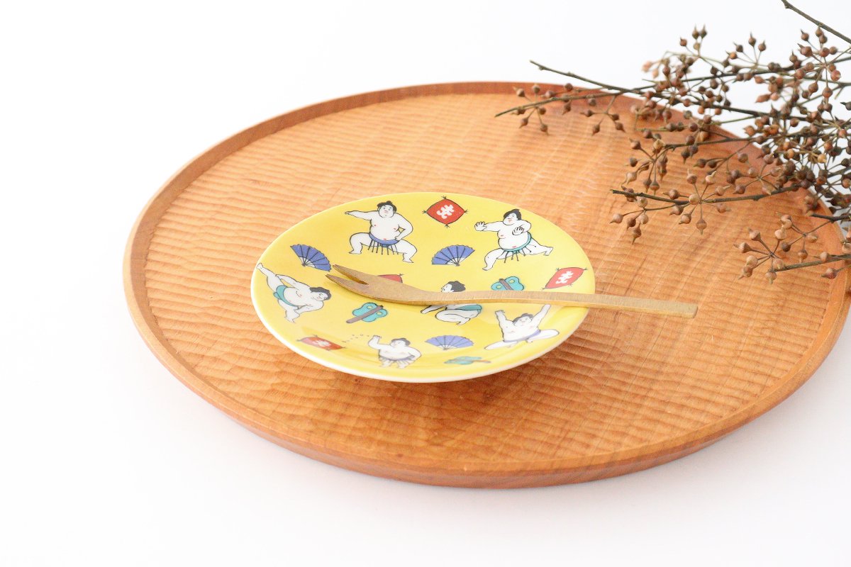 Seikou Kiln Lucky Small Plate Sumo｜Kutani Ware