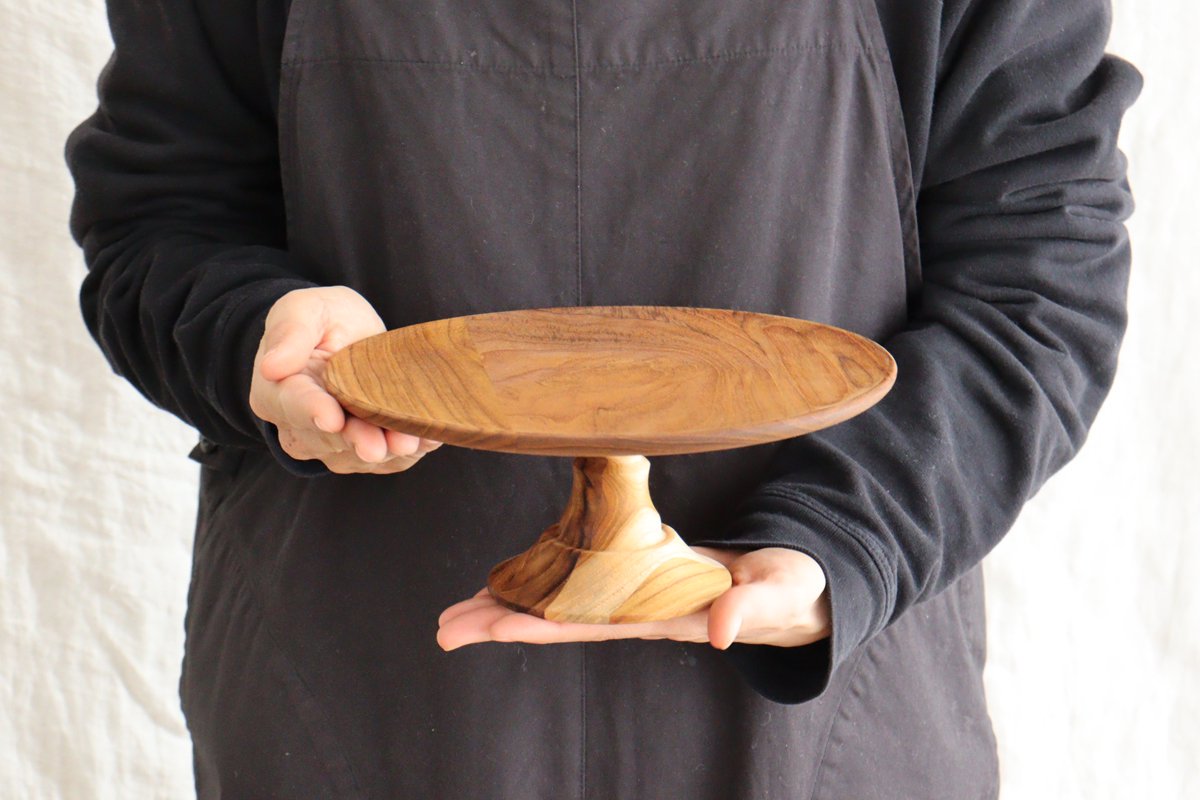 Cake Stand natural wood  M