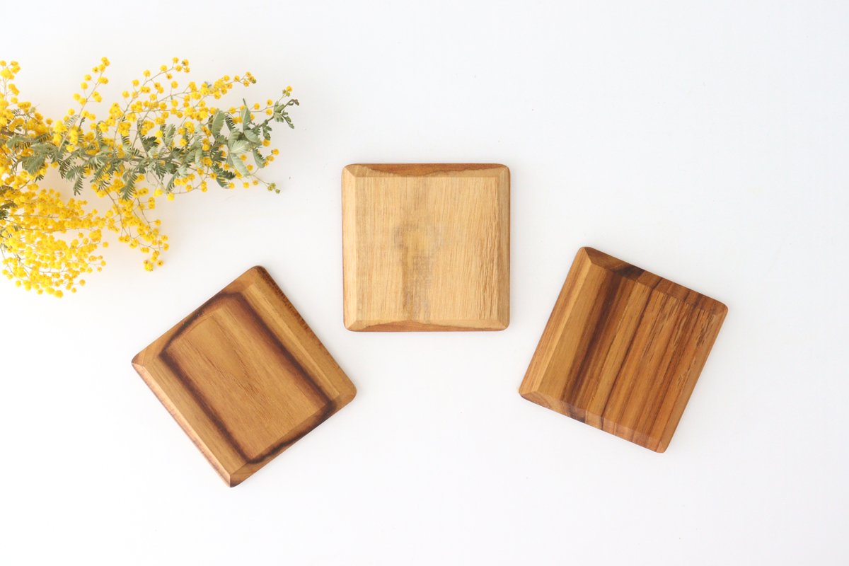 Coaster square natural wood