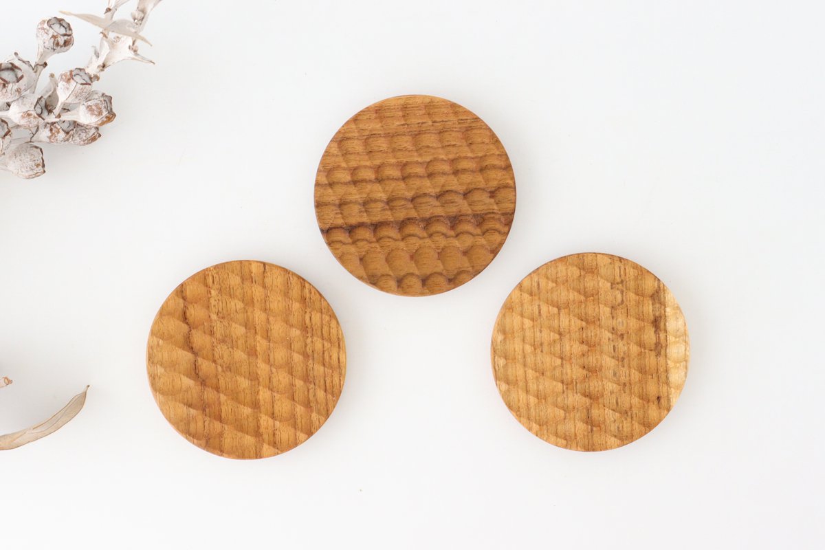 Coaster round natural wood