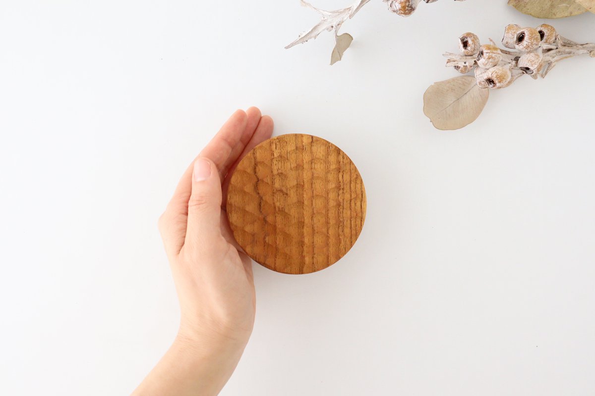 Coaster round natural wood