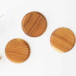 Coaster round natural wood