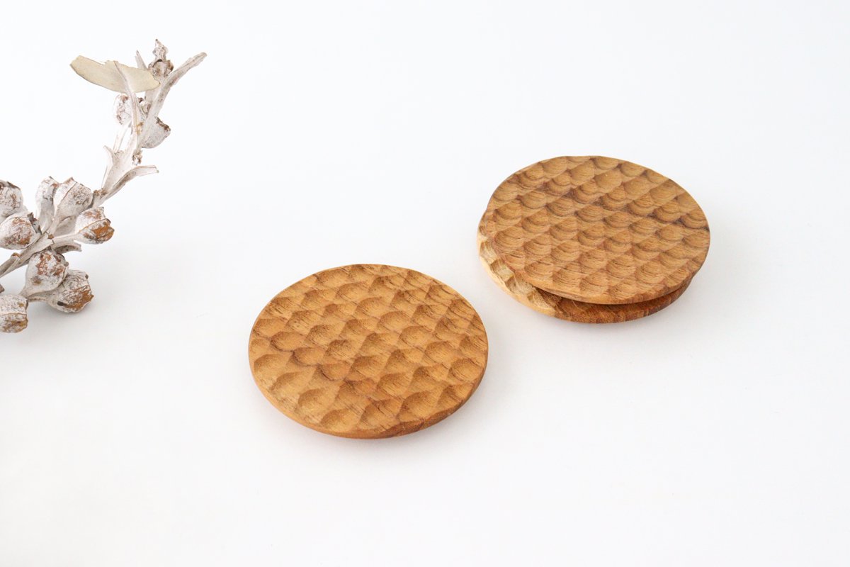 Coaster round natural wood