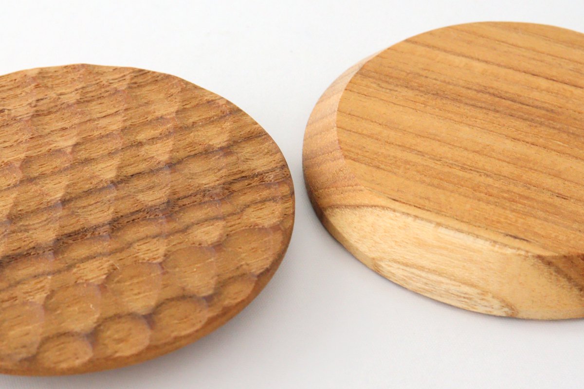 Coaster round natural wood