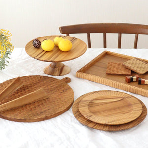 Round Plate natural wood