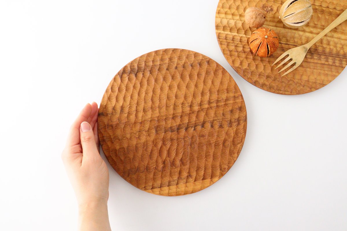 Round Plate natural wood